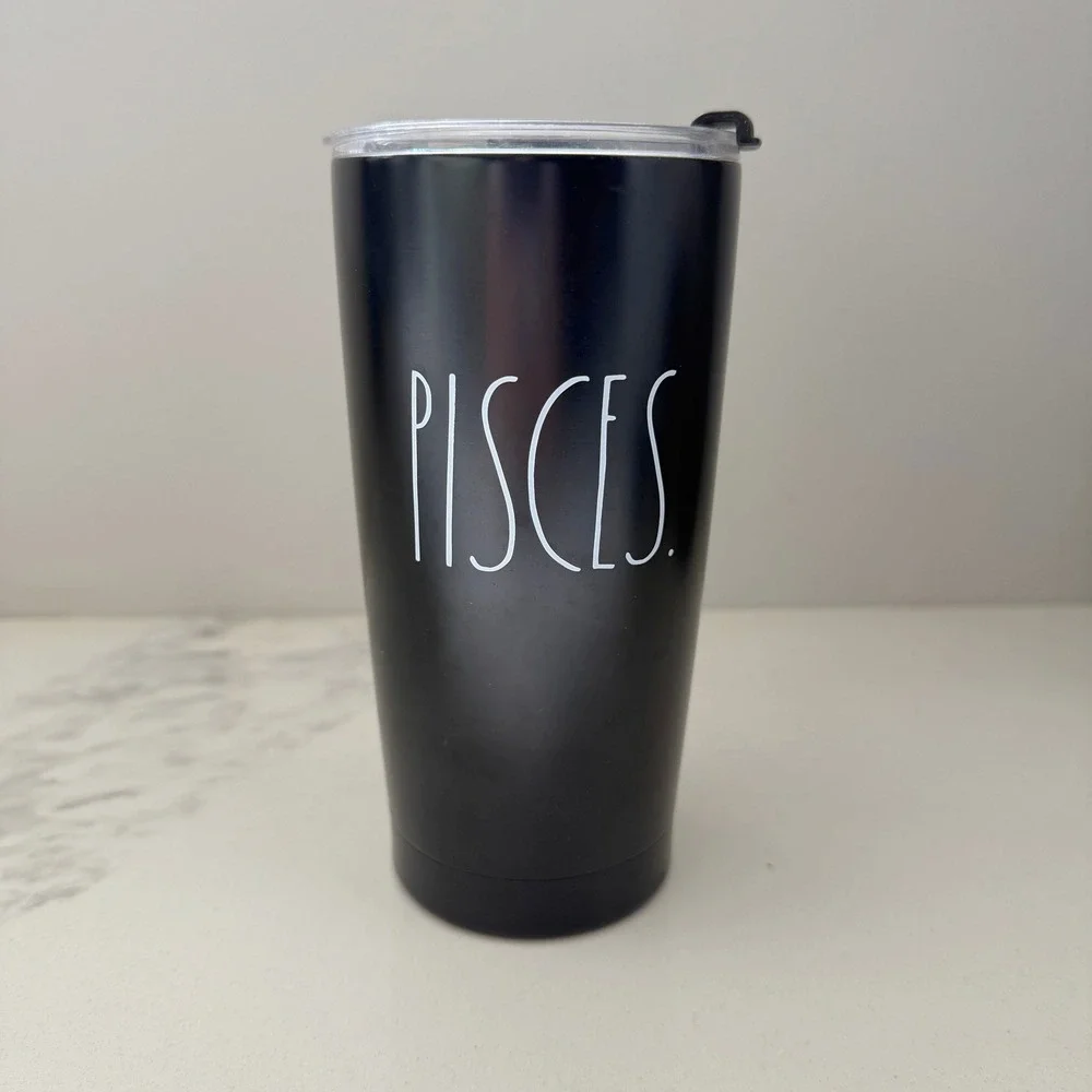 Rae Dunn Pisces Zodiac Constellation Stainless Steel Tumbler Matte Black‎ 17oz